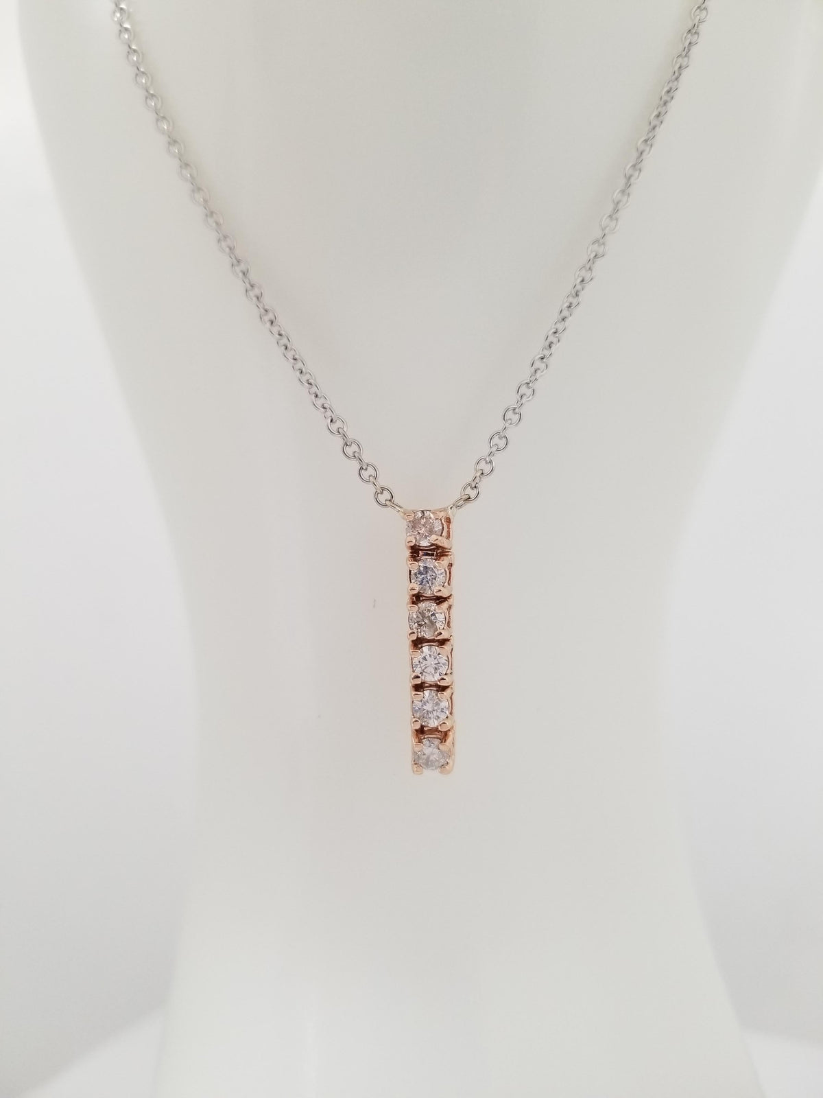 WHOLESALE PRICED, 0.45 Carats Drop Diamond Pendant 14K Rose Gold Necklace