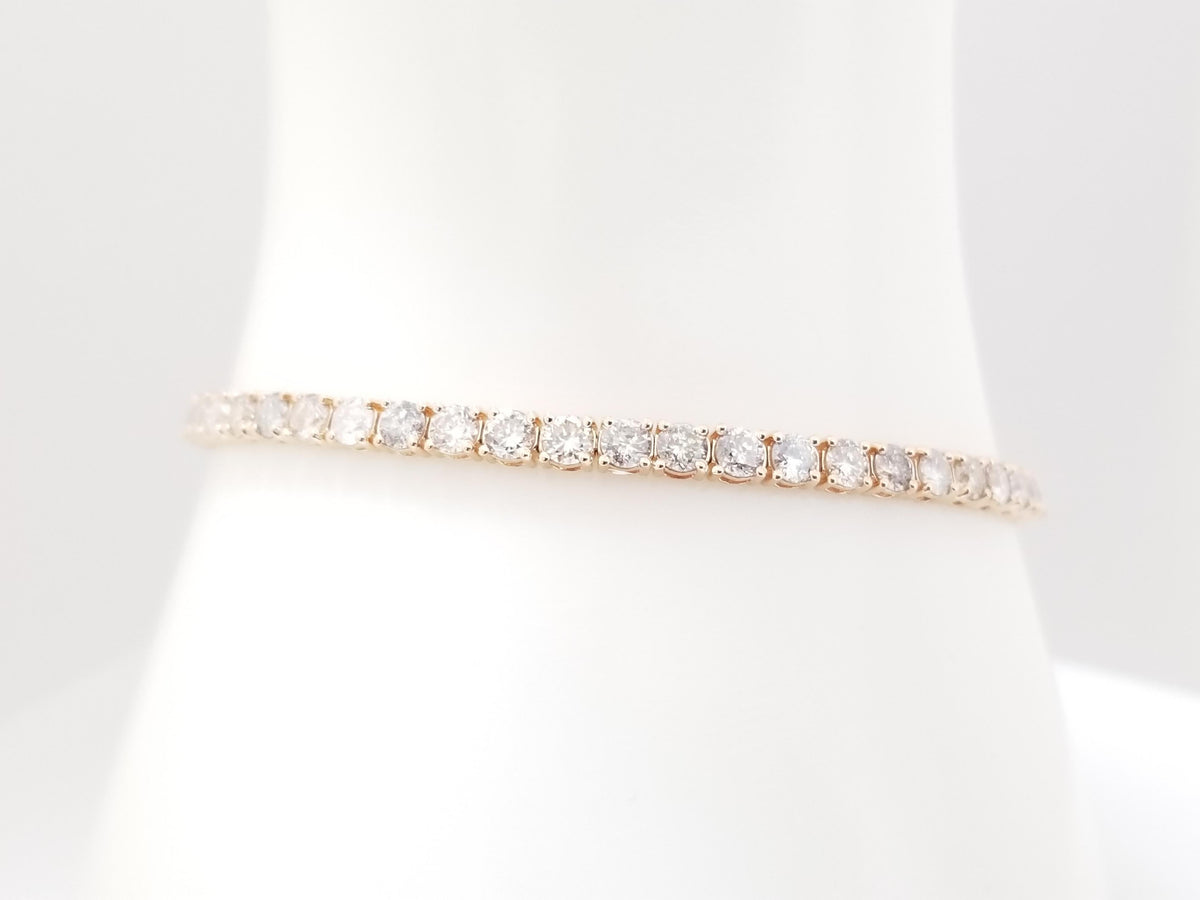 WHOLESALE VALUE, 5.03 Carat Natural Diamond Tennis Bracelet 14 Karat Rose Gold