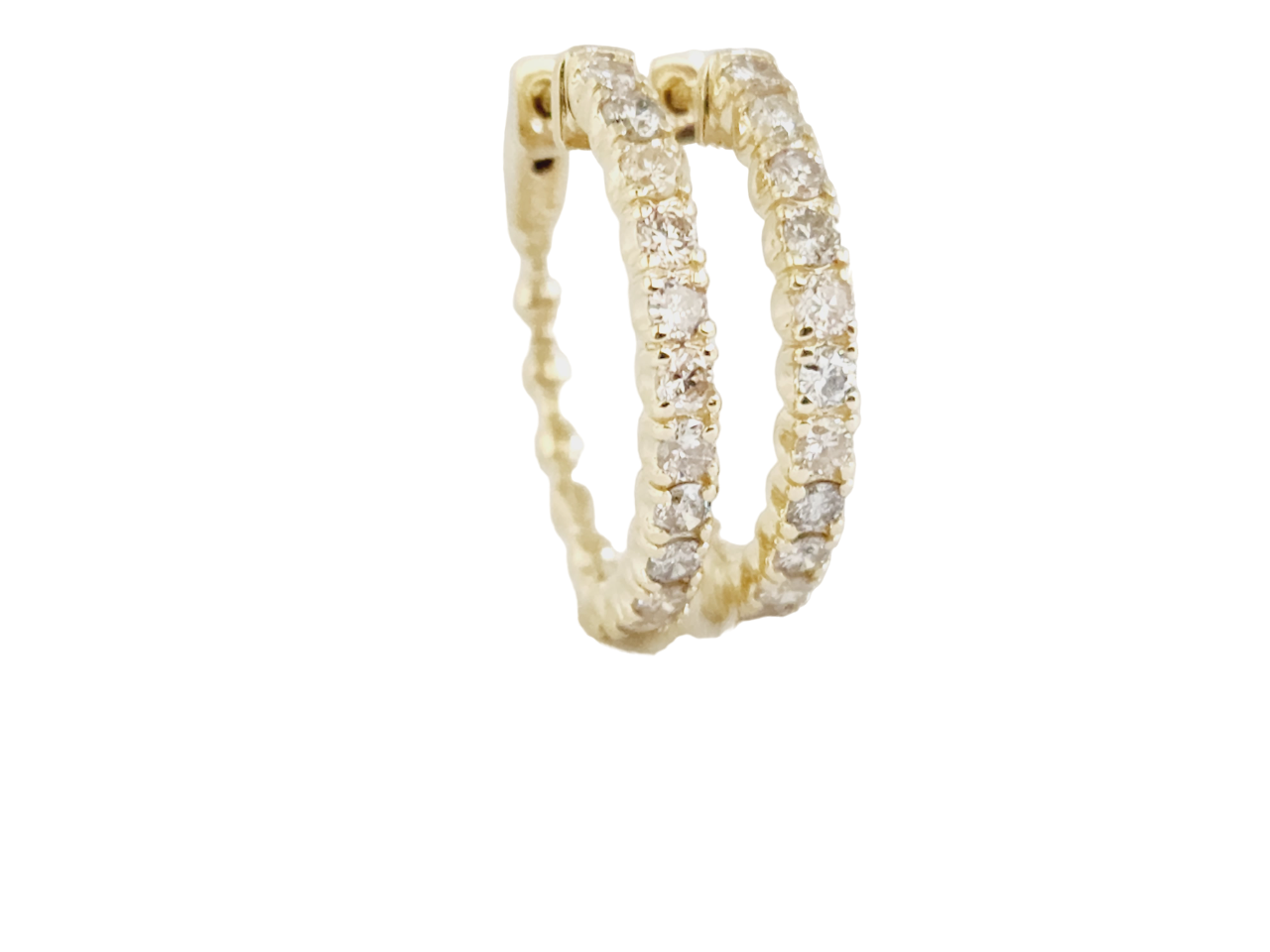 1.45 Carat Diamond Hoop Earrings – 14K Yellow Gold