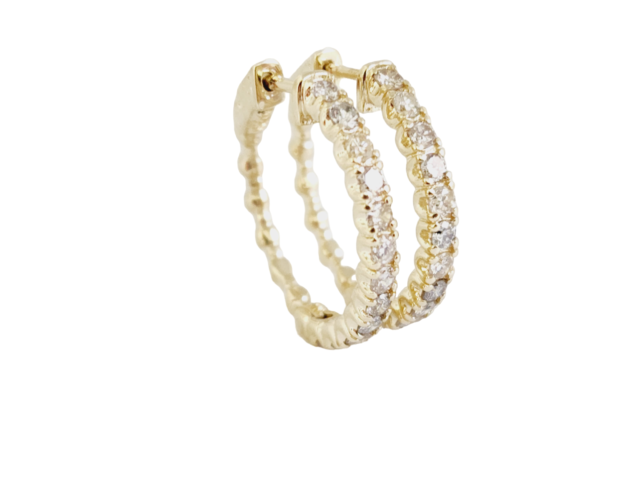 1.45 Carat Diamond Hoop Earrings – 14K Yellow Gold