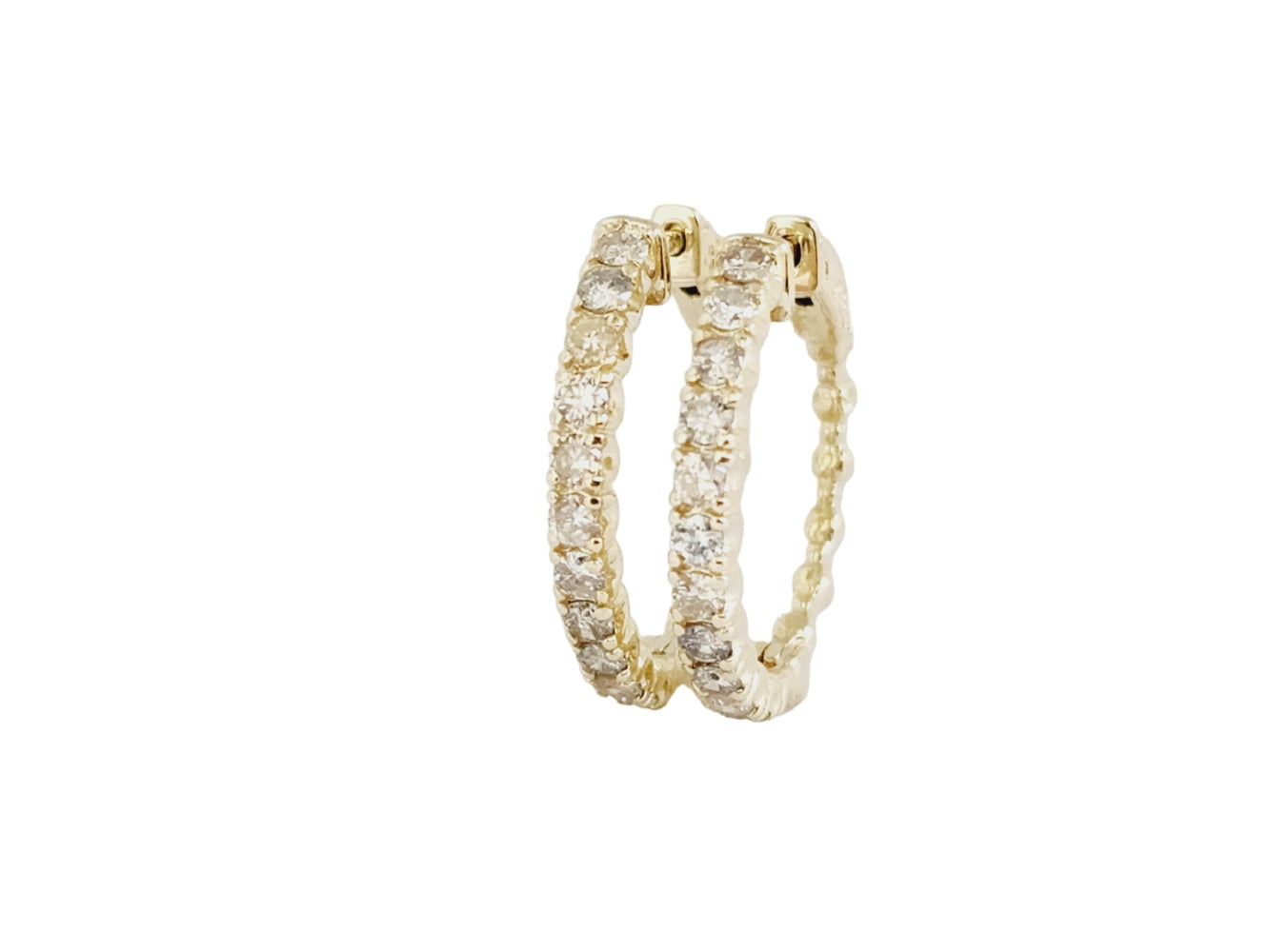 1.45 Carat Diamond Hoop Earrings – 14K Yellow Gold