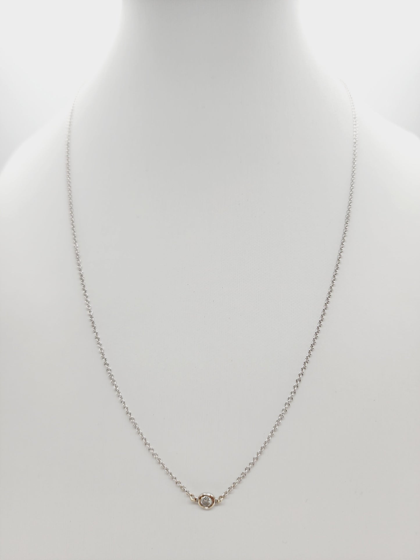 0.13 Carat Natural Diamond by the Yard Necklace 14 Karat White Gold 18''