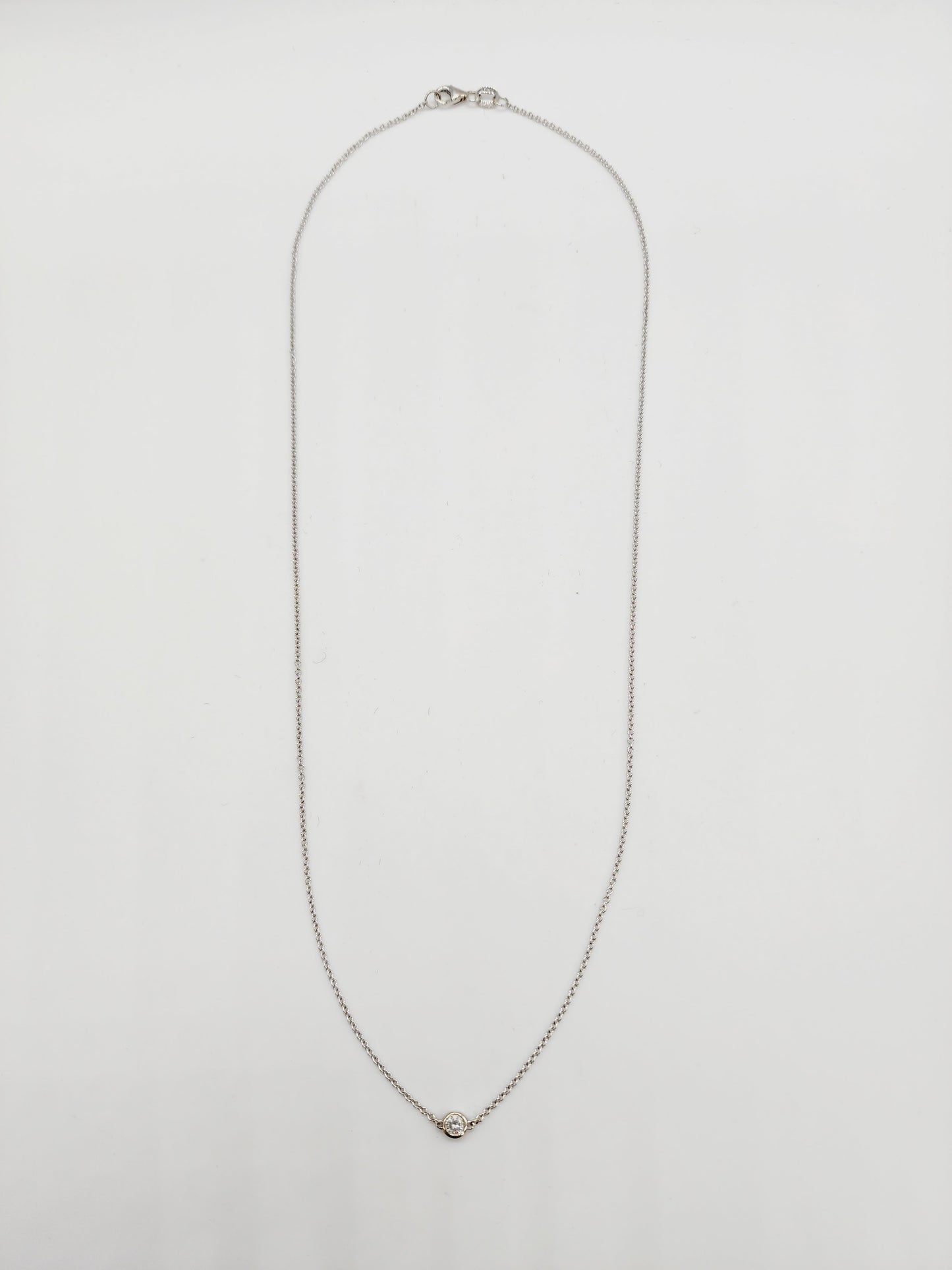 0.13 Carat Natural Diamond by the Yard Necklace 14 Karat White Gold 18''