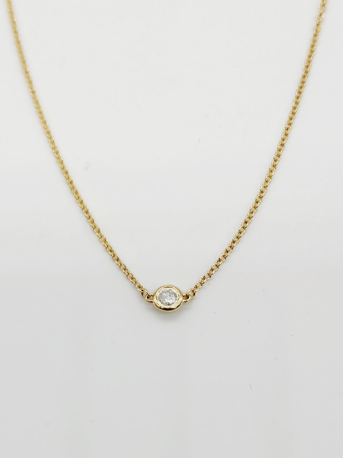 0.13 Carat Natural Diamond by the Yard Necklace 14 Karat Yellow Gold 18''