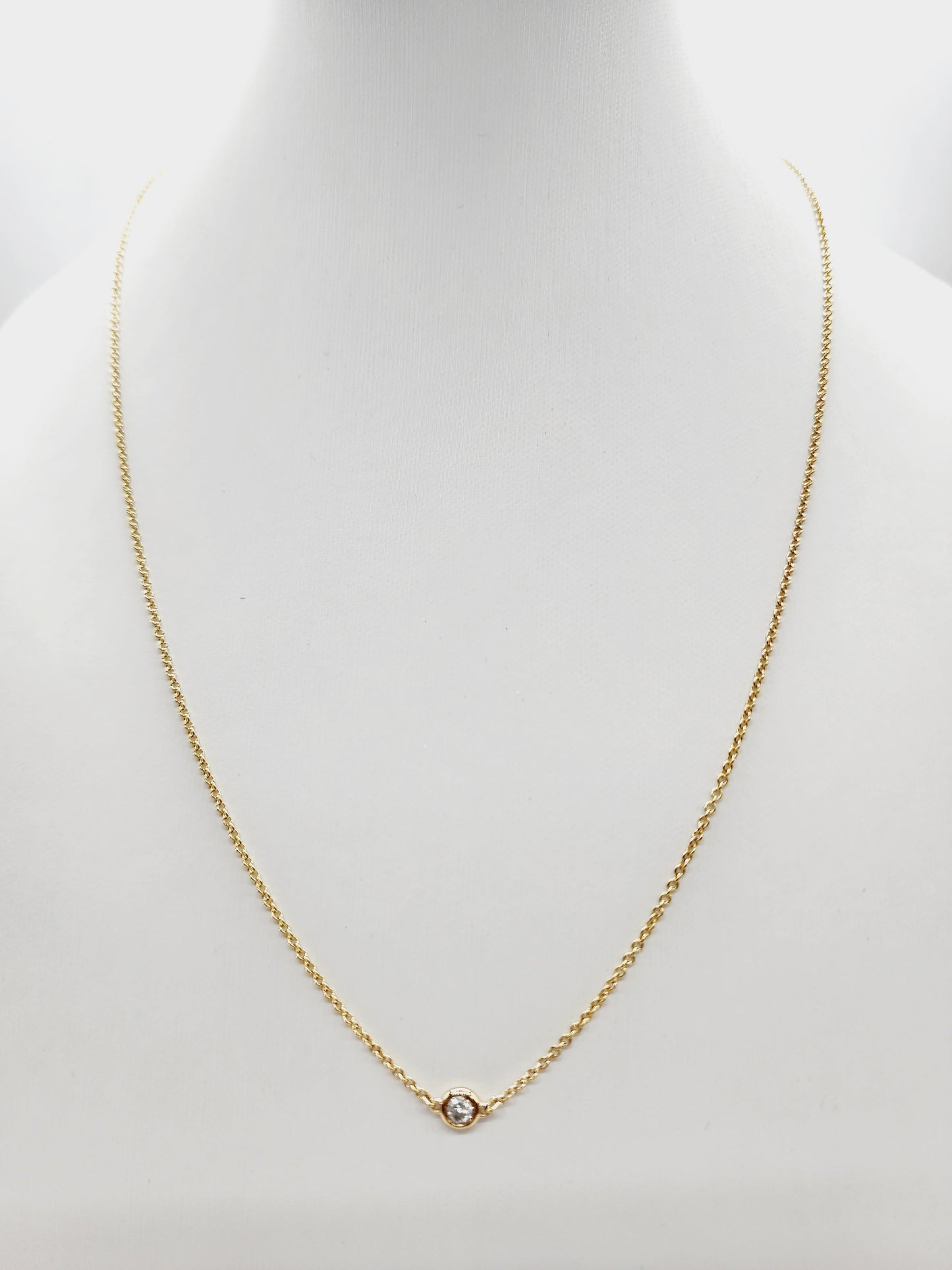 0.13 Carat Natural Diamond by the Yard Necklace 14 Karat Yellow Gold 18''