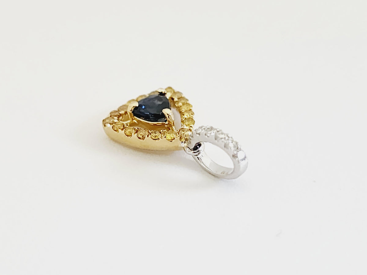 CLEARANCE, 0.35 Carat Sapphire Diamond Pendant 18 Karat White Gold