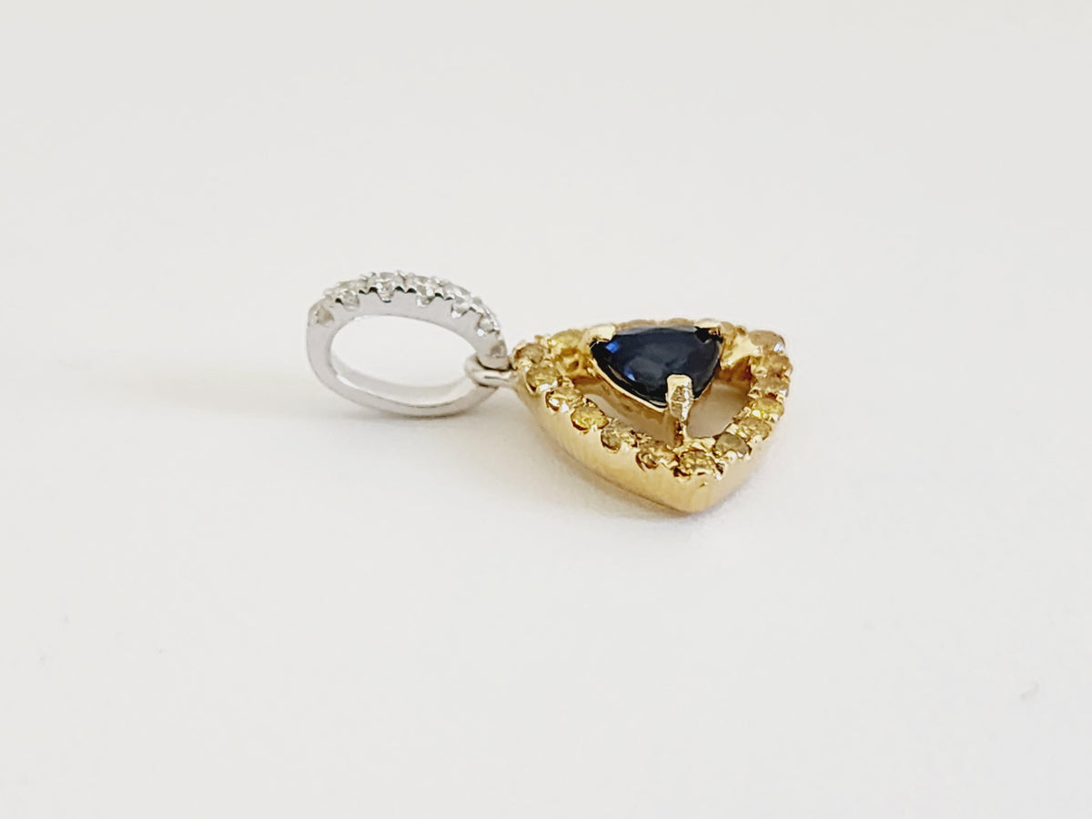 CLEARANCE, 0.35 Carat Sapphire Diamond Pendant 18 Karat White Gold