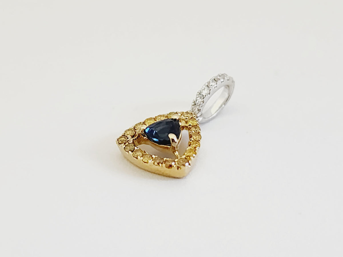 CLEARANCE, 0.35 Carat Sapphire Diamond Pendant 18 Karat White Gold