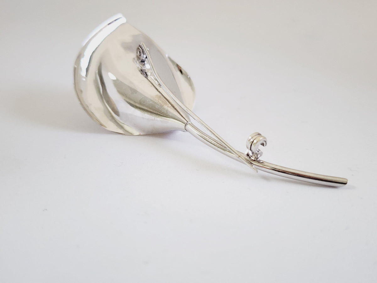 WHOLESALE VALUE, Flower Blossom Brooch Pin White Gold 14 Karat
