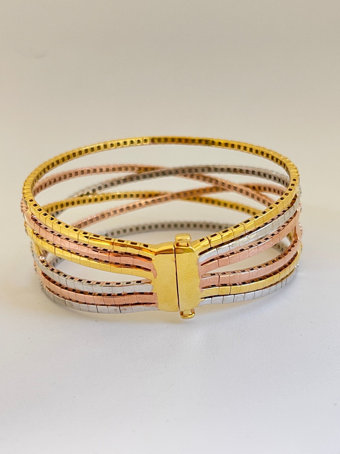 6.52 Carat Multi Row Natural Diamonds Mini Bangle Bracelet