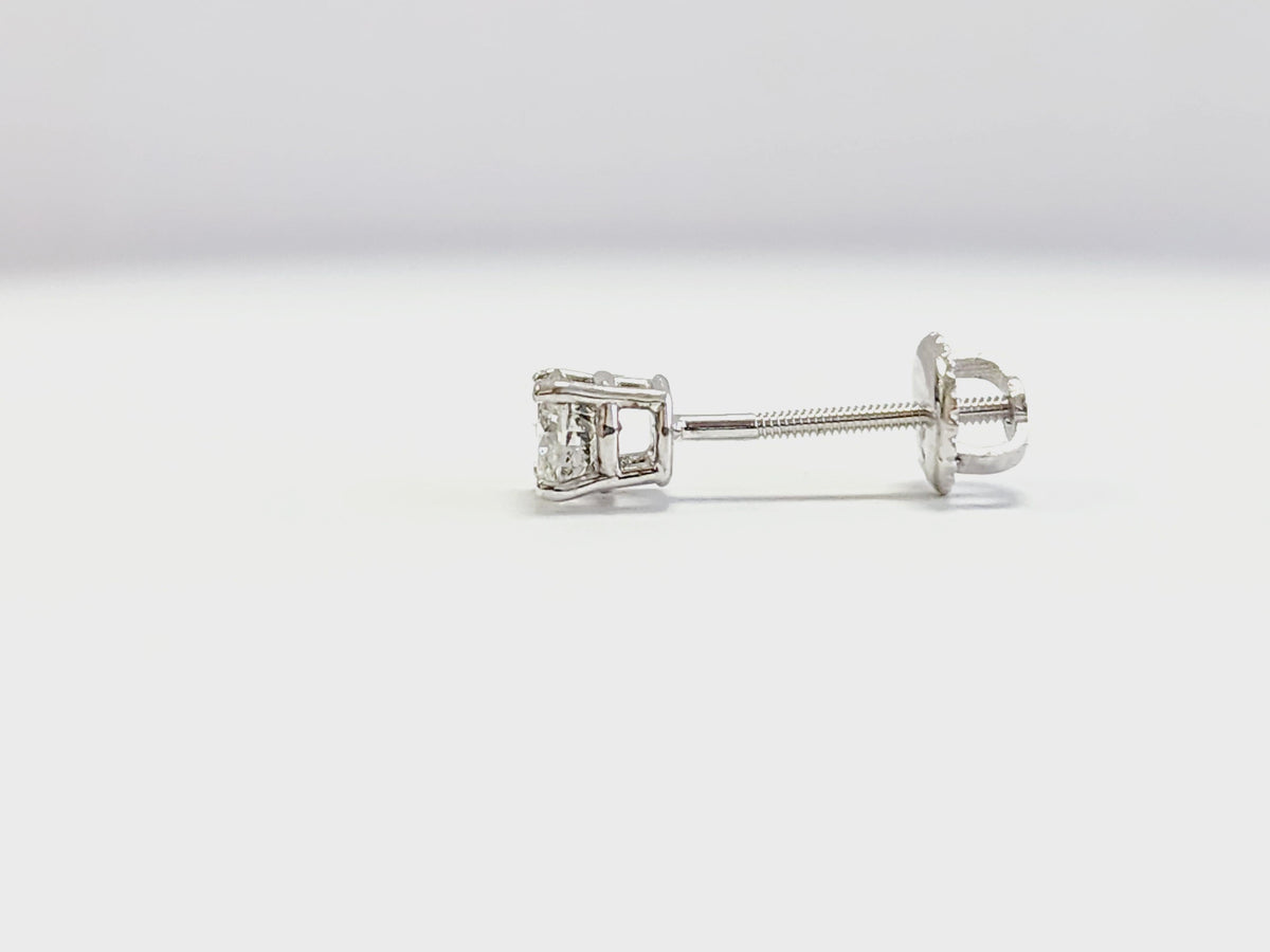 MANUFACTURER PRICING, 0.37 Carat Natural Diamond Round Stud White Gold 14 Karat