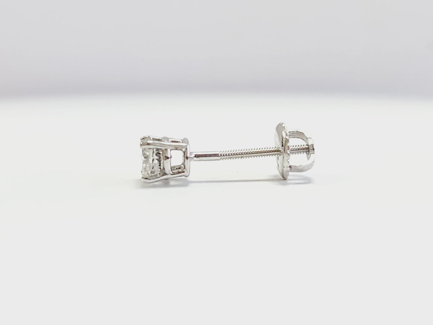 0.37 Carat Natural Diamond Round Stud White Gold 14 Karat