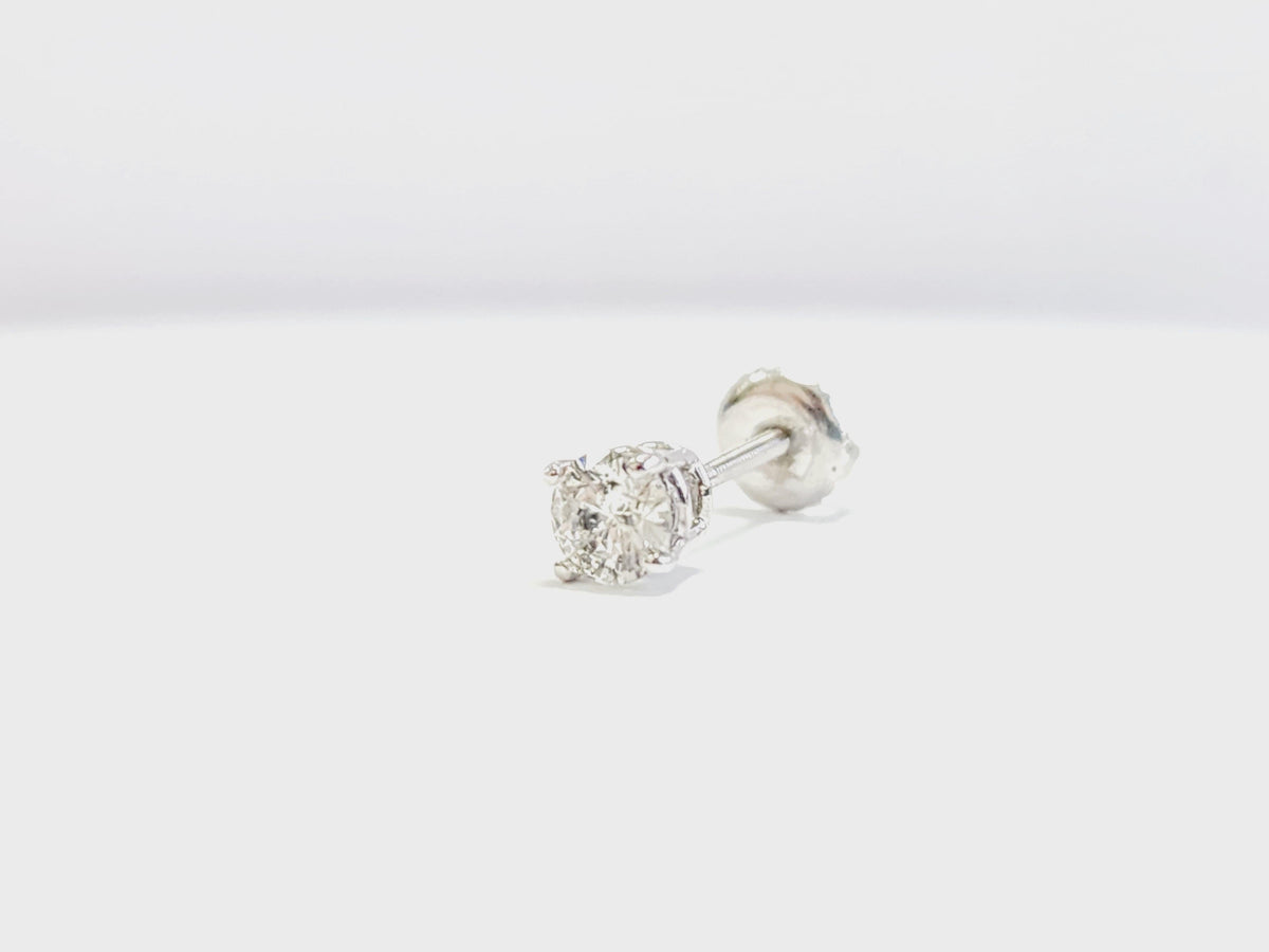 MANUFACTURER PRICING, 0.37 Carat Natural Diamond Round Stud White Gold 14 Karat