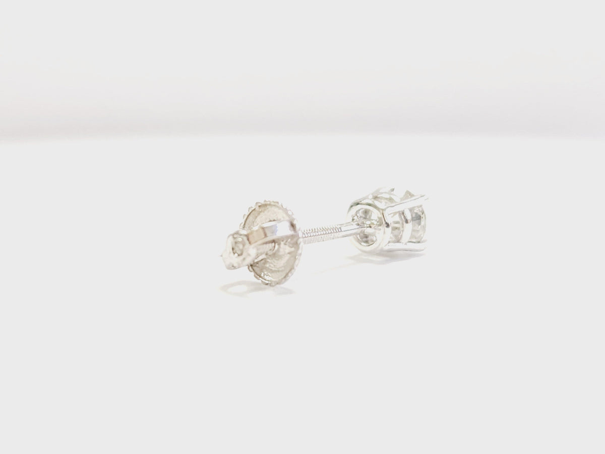 MANUFACTURER PRICING, 0.37 Carat Natural Diamond Round Stud White Gold 14 Karat