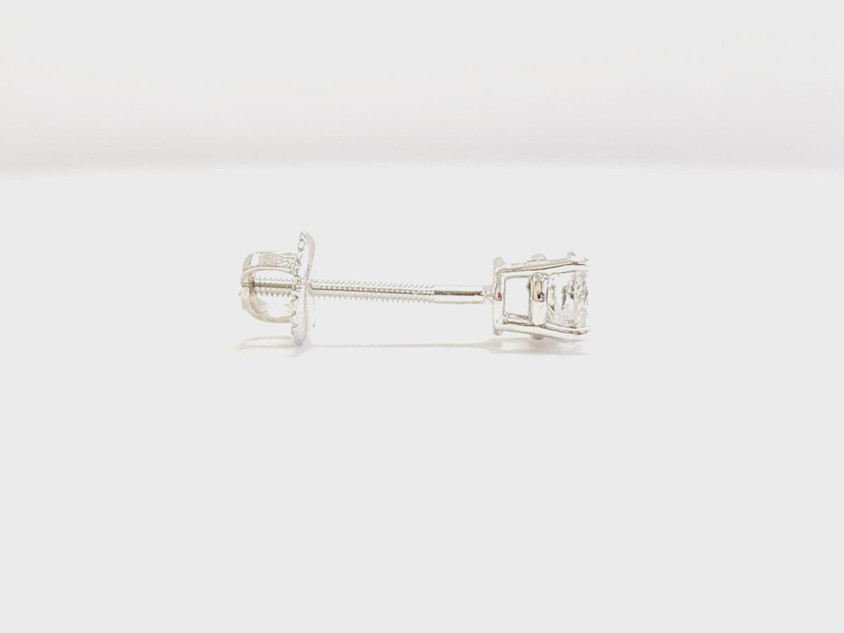 MANUFACTURER PRICING, 0.37 Carat Natural Diamond Round Stud White Gold 14 Karat