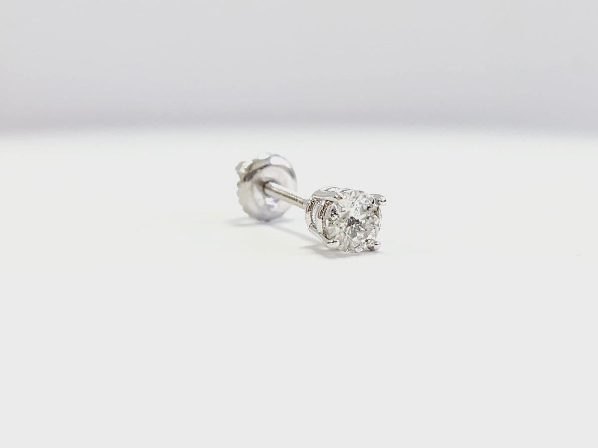 MANUFACTURER PRICING, 0.37 Carat Natural Diamond Round Stud White Gold 14 Karat