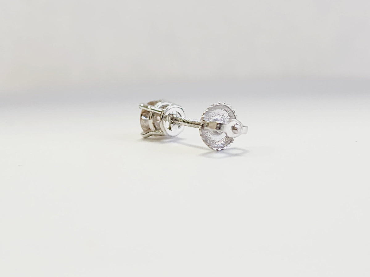 LIQUIDATION, 0.36 Carat Natural Diamond Round Stud White Gold 14 Karat