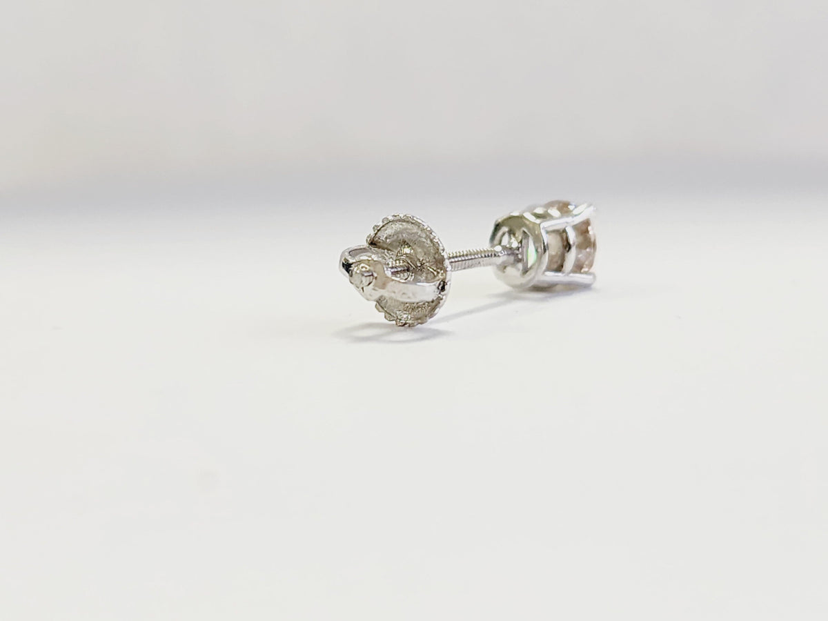 LIQUIDATION, 0.36 Carat Natural Diamond Round Stud White Gold 14 Karat