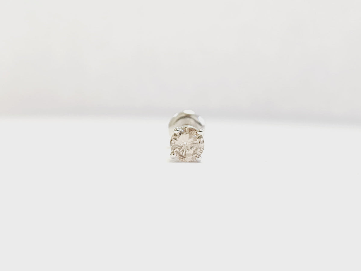 LIQUIDATION, 0.36 Carat Natural Diamond Round Stud White Gold 14 Karat