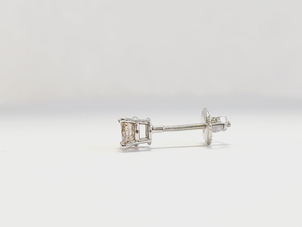 LIQUIDATION, 0.36 Carat Natural Diamond Round Stud White Gold 14 Karat