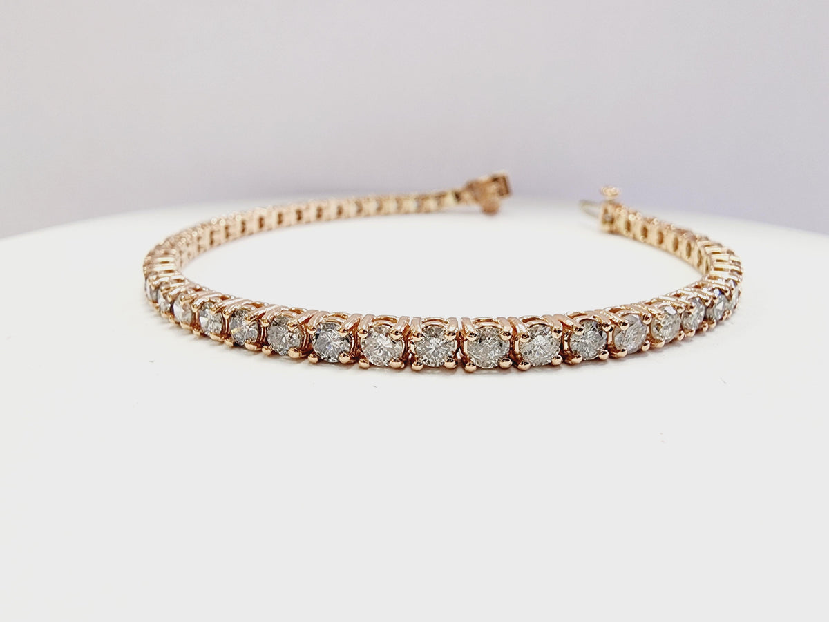 6.02 Cts Natural Diamond Tennis Bracelet 14 Karat Rose Gold