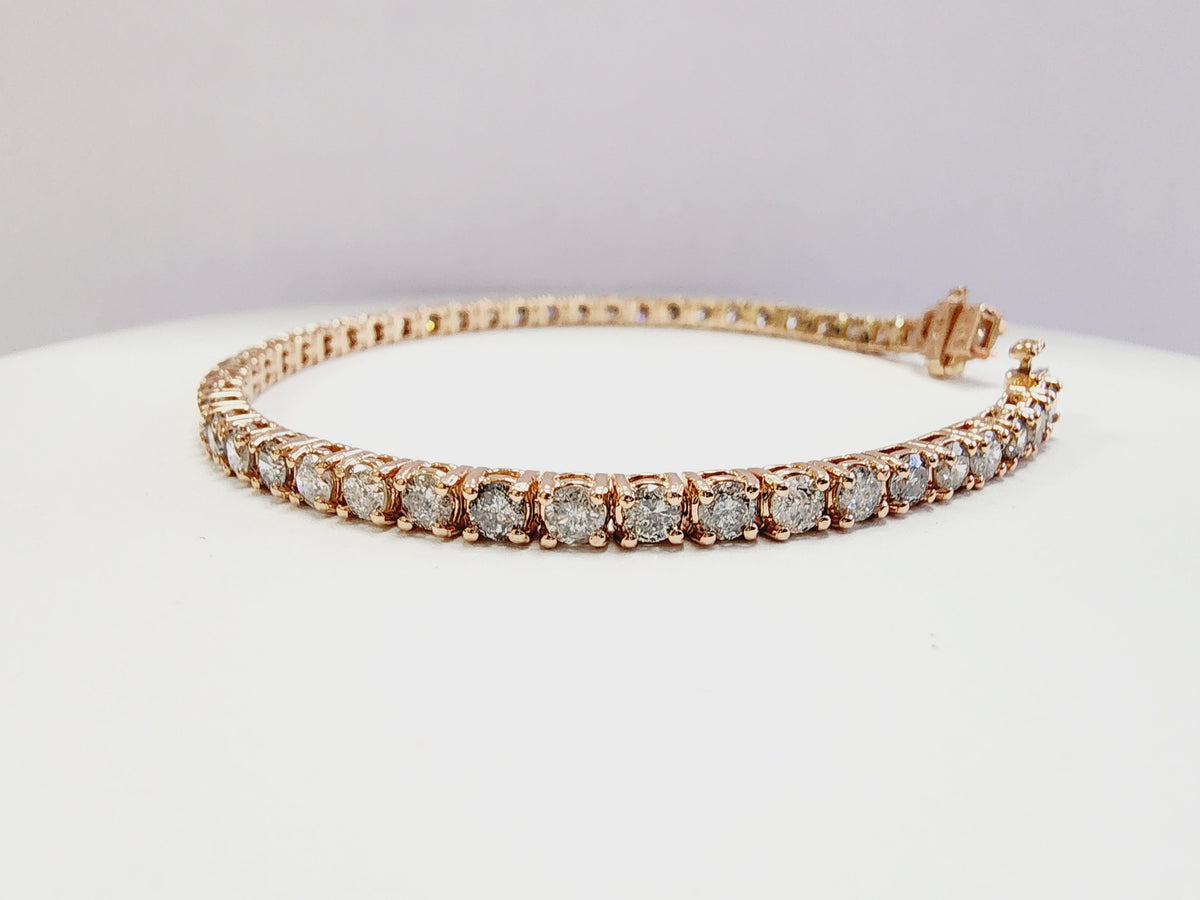 6.02 Cts Natural Diamond Tennis Bracelet 14 Karat Rose Gold