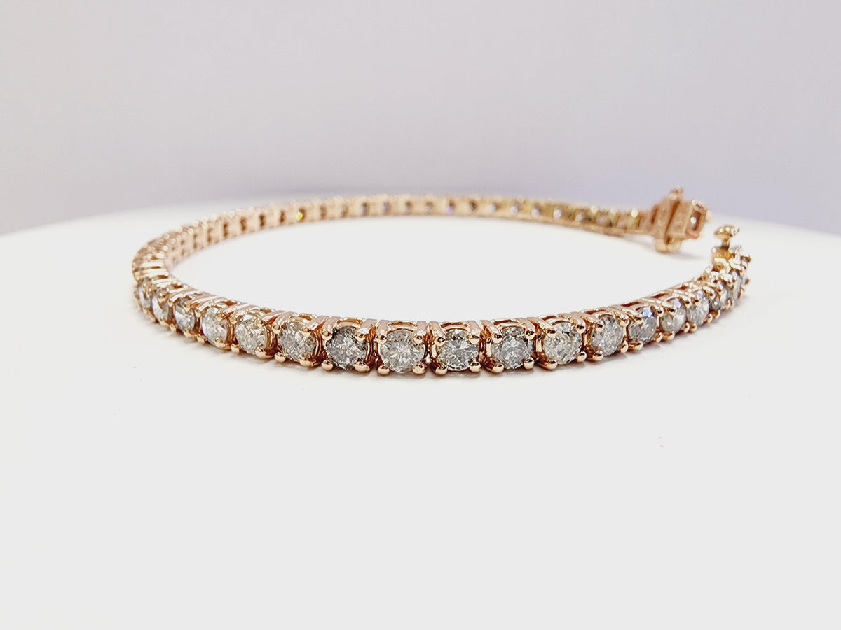 6.02 Cts Natural Diamond Tennis Bracelet 14 Karat Rose Gold