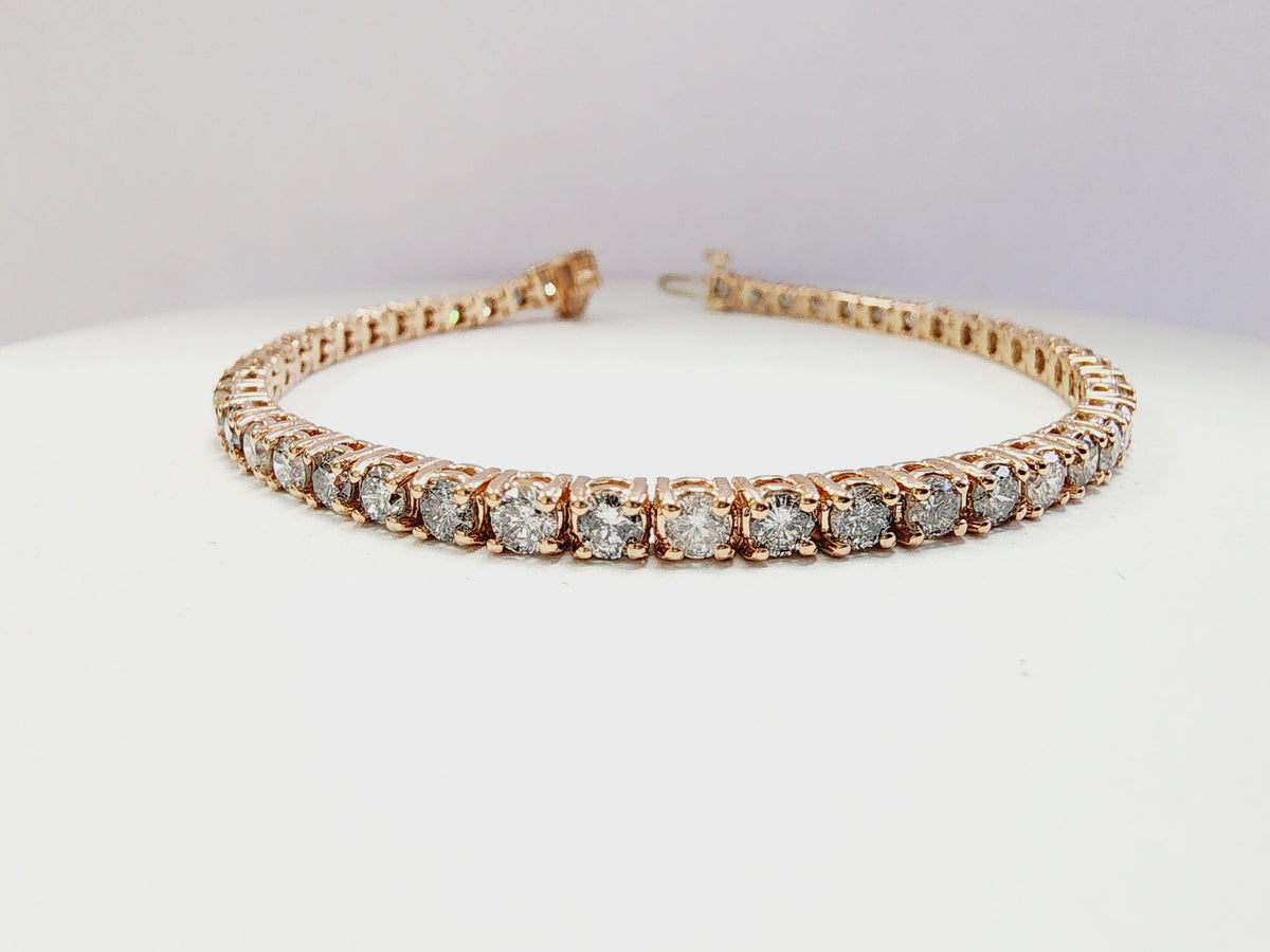 6.02 Cts Natural Diamond Tennis Bracelet 14 Karat Rose Gold