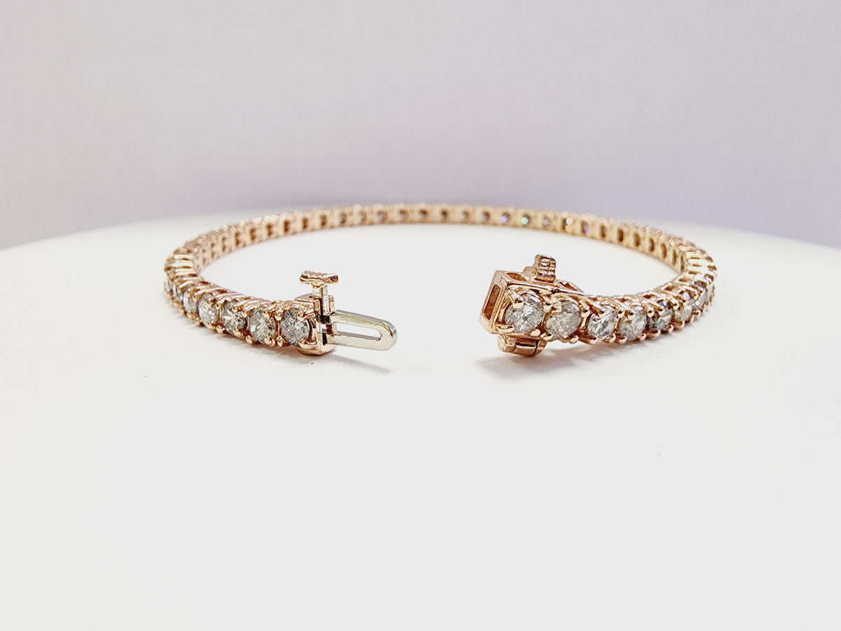 6.02 Cts Natural Diamond Tennis Bracelet 14 Karat Rose Gold