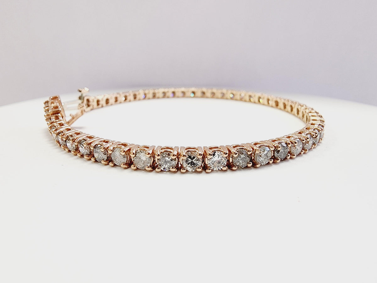 6.02 Cts Natural Diamond Tennis Bracelet 14 Karat Rose Gold