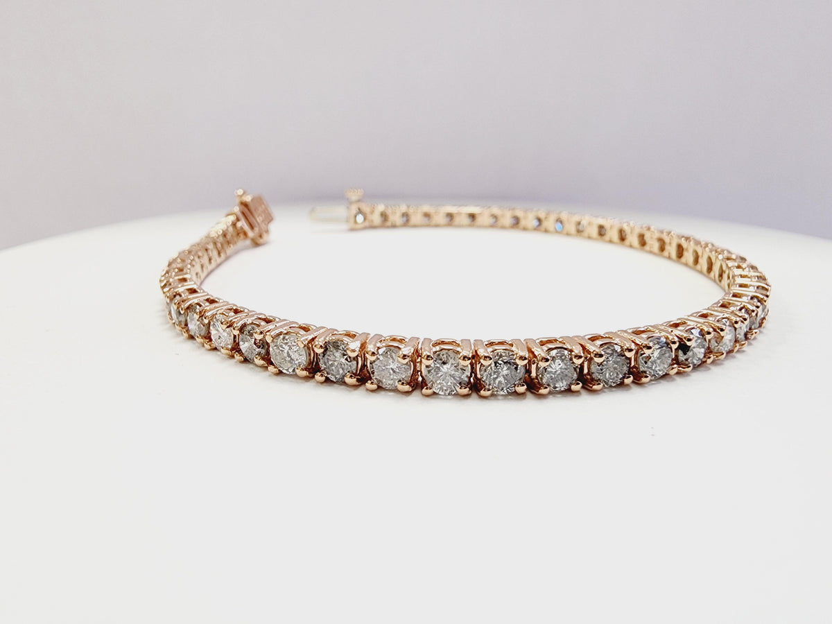 6.02 Cts Natural Diamond Tennis Bracelet 14 Karat Rose Gold