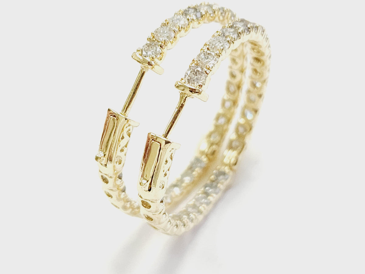 RARE OPPORTUNITY, 5.05 Carat Natural Diamond Hoops Earrings 14 Karat Yellow Gold