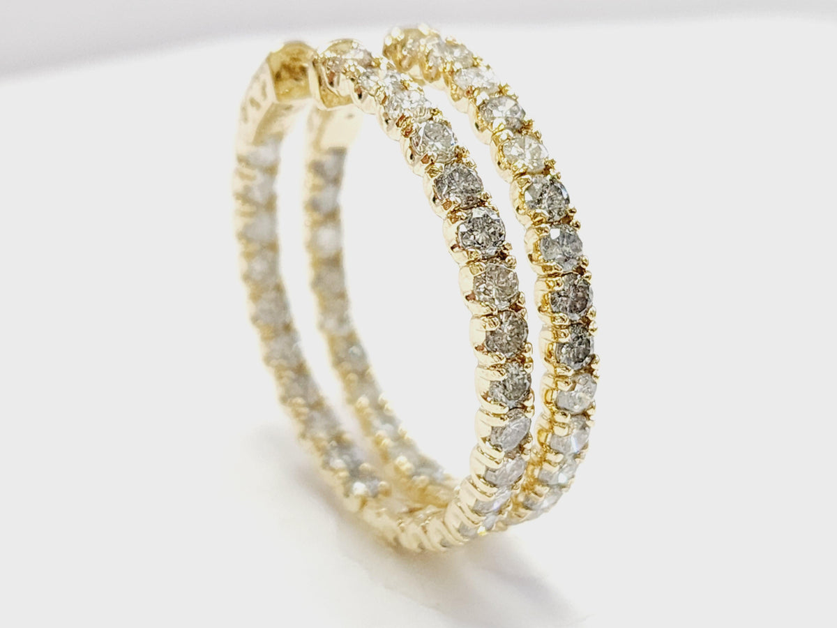 RARE OPPORTUNITY, 5.05 Carat Natural Diamond Hoops Earrings 14 Karat Yellow Gold