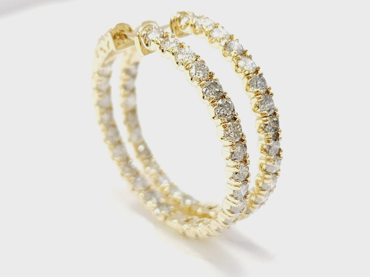 RARE OPPORTUNITY, 5.05 Carat Natural Diamond Hoops Earrings 14 Karat Yellow Gold