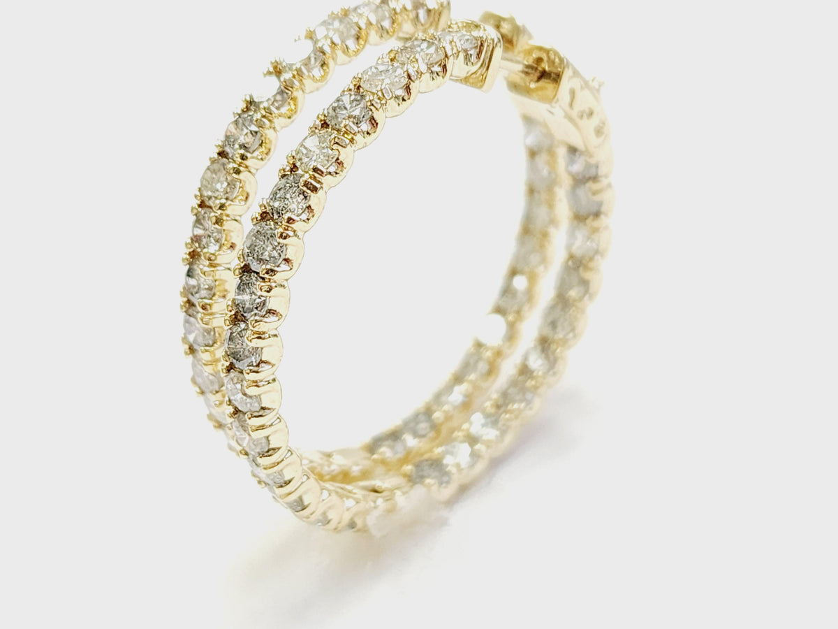 RARE OPPORTUNITY, 5.05 Carat Natural Diamond Hoops Earrings 14 Karat Yellow Gold