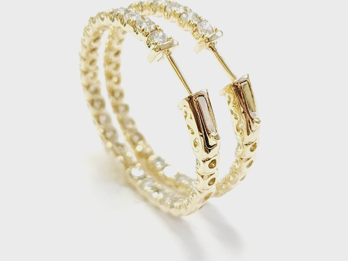 RARE OPPORTUNITY, 5.05 Carat Natural Diamond Hoops Earrings 14 Karat Yellow Gold