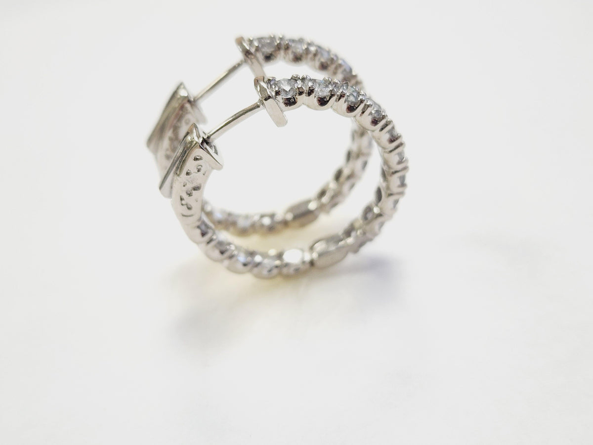 PRICED WHOLESALE, 3.03 Cts Natural Diamond Hoops Earrings 14 Karat White Gold