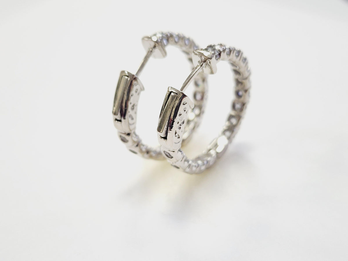 PRICED WHOLESALE, 3.03 Cts Natural Diamond Hoops Earrings 14 Karat White Gold