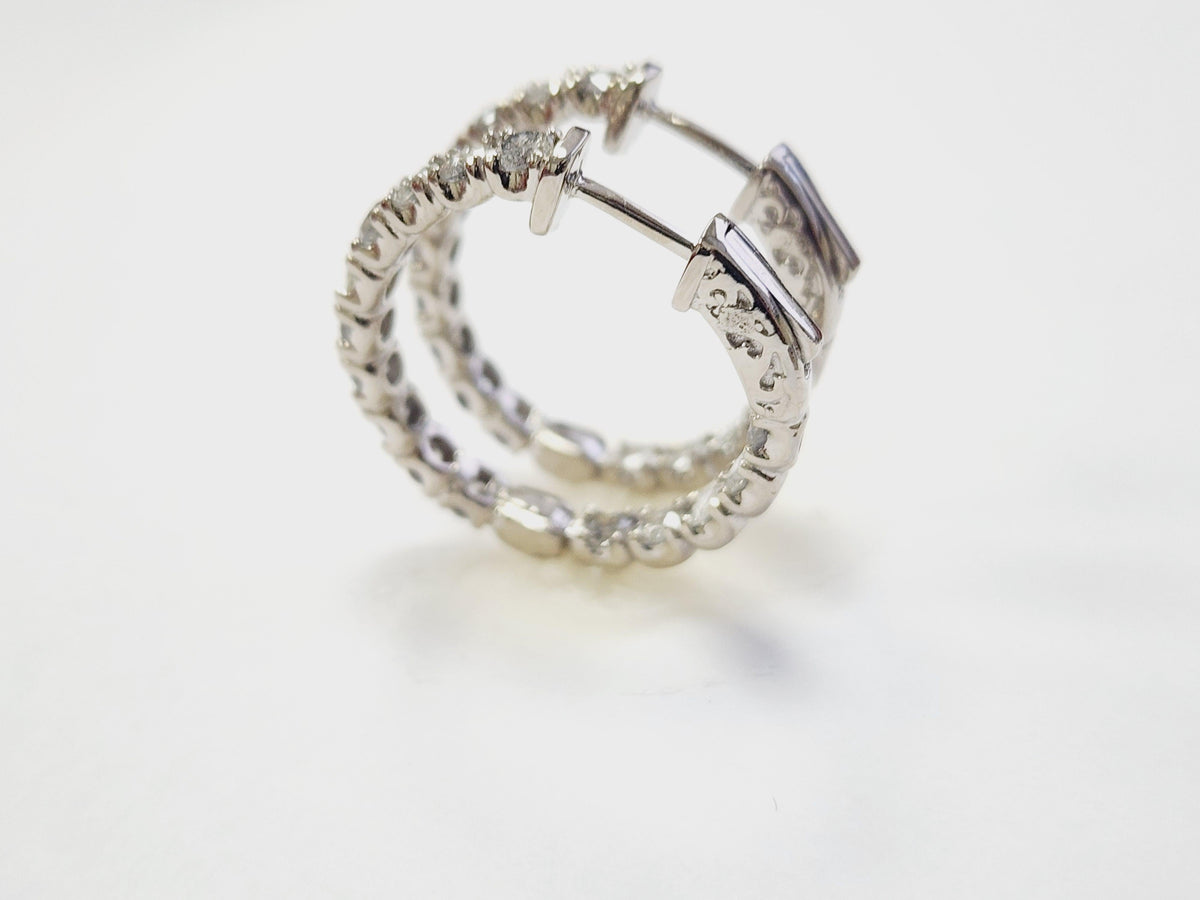 PRICED WHOLESALE, 3.03 Cts Natural Diamond Hoops Earrings 14 Karat White Gold