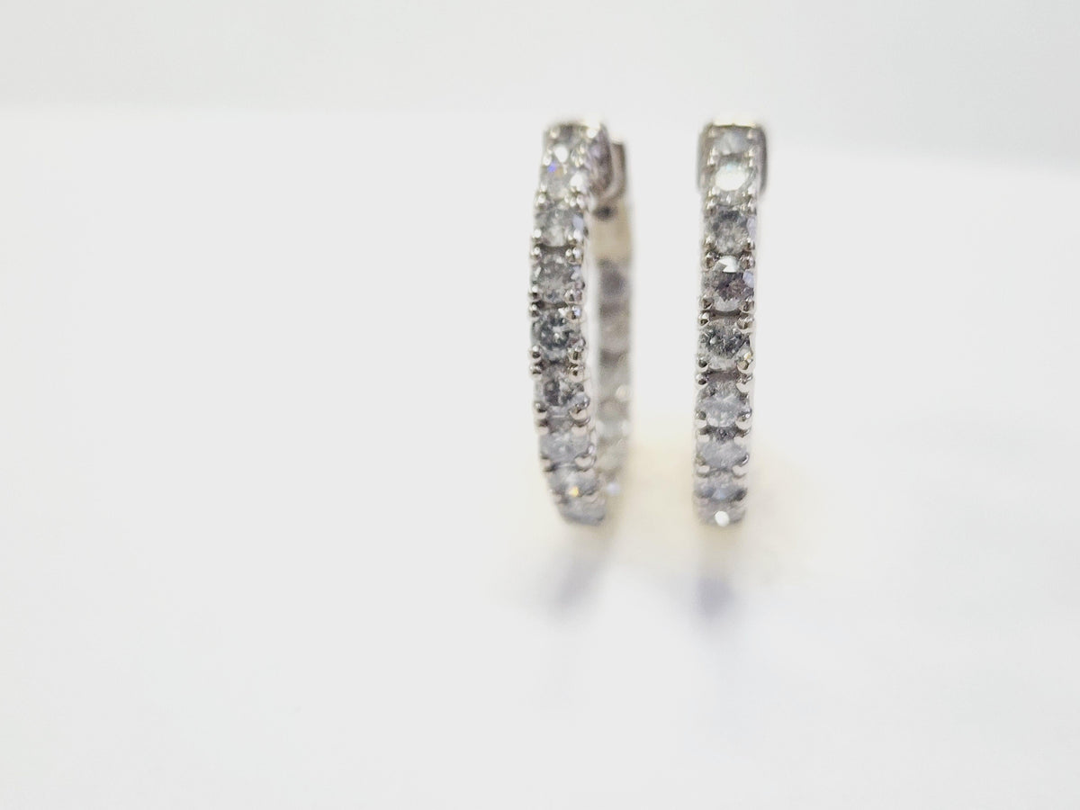 PRICED WHOLESALE, 3.03 Cts Natural Diamond Hoops Earrings 14 Karat White Gold
