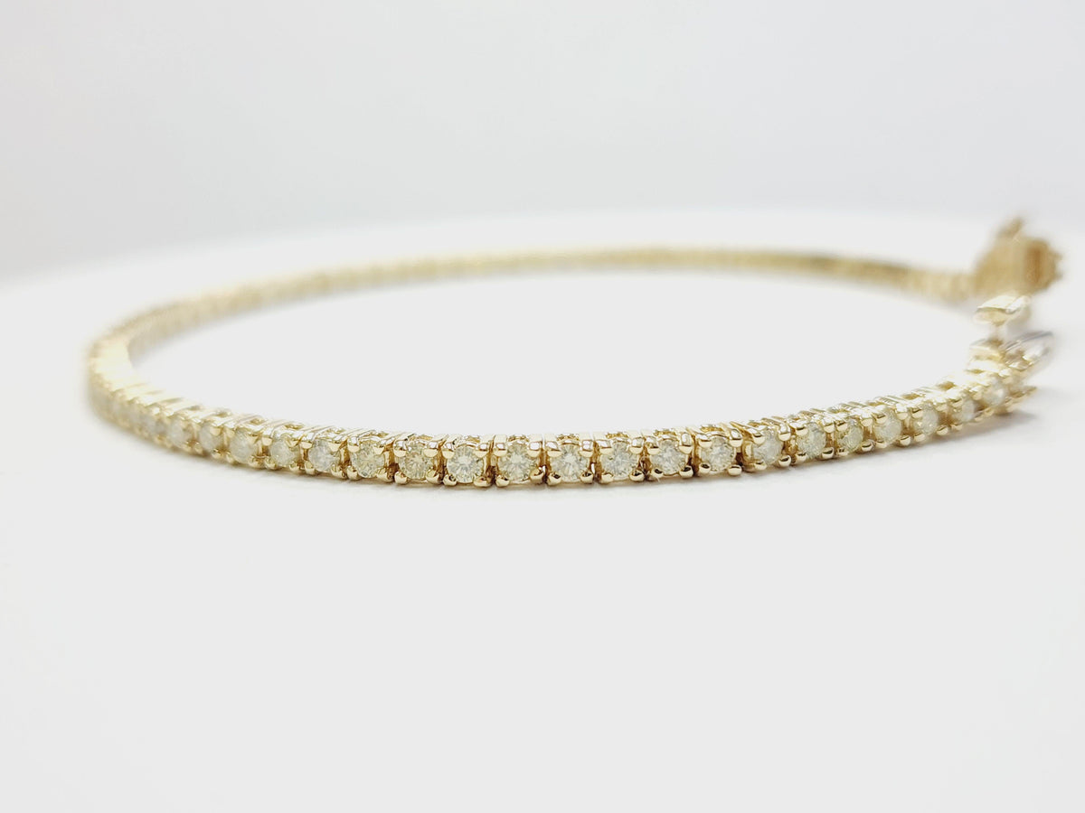 PRICED WHOLESALE, 2.04 Cts Natural Diamond Tennis Bracelet 14K Yellow