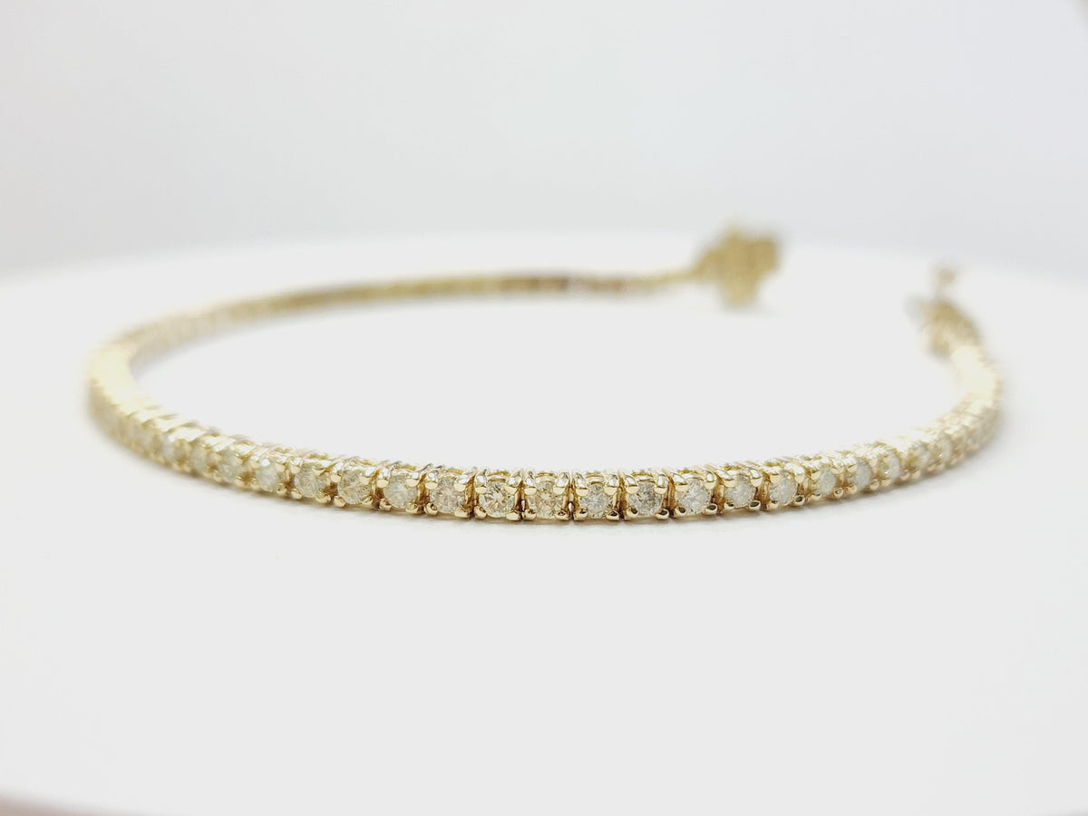 STOCK CLEARANCE, 1.90 Cts Natural Diamond Tennis Bracelet 14K Yellow Gold