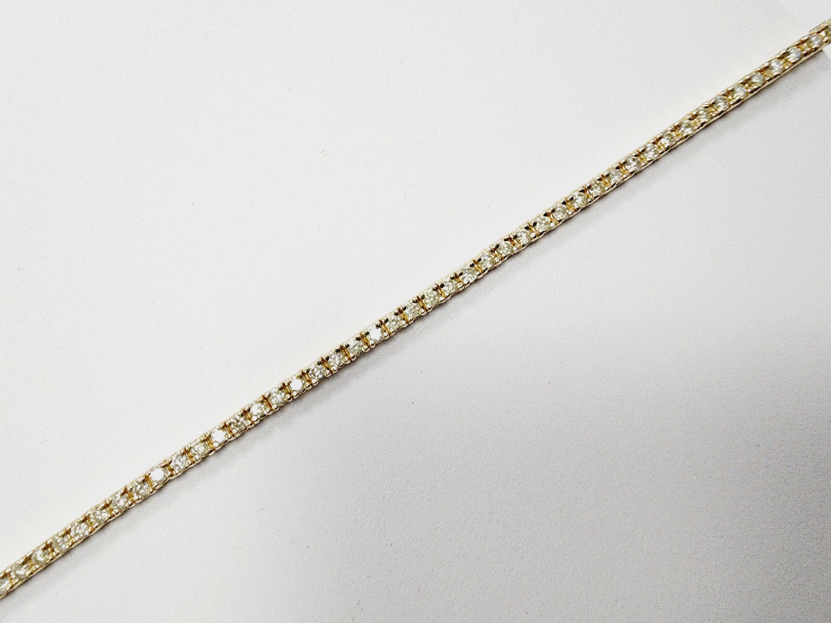 STOCK CLEARANCE, 1.90 Cts Natural Diamond Tennis Bracelet 14K Yellow Gold