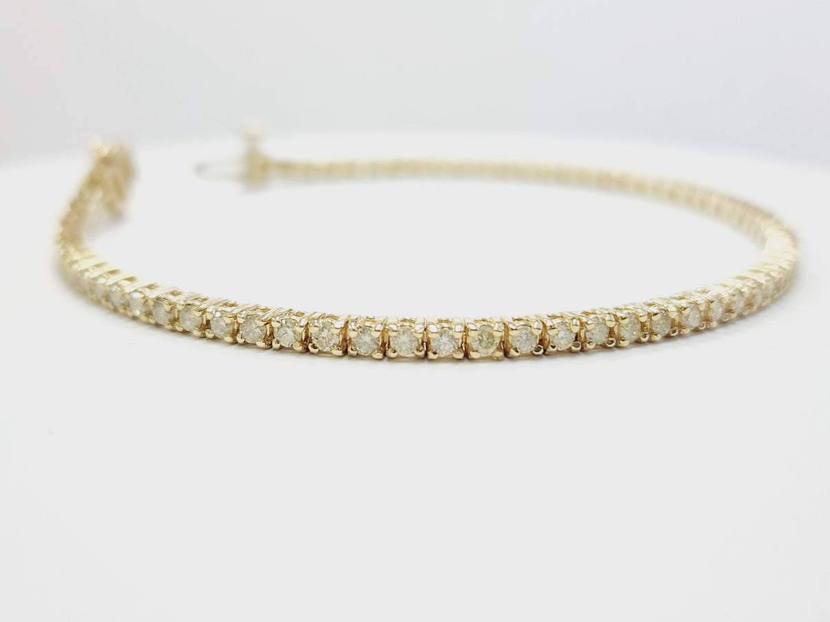 PRICED WHOLESALE, 2.04 Cts Natural Diamond Tennis Bracelet 14K Yellow