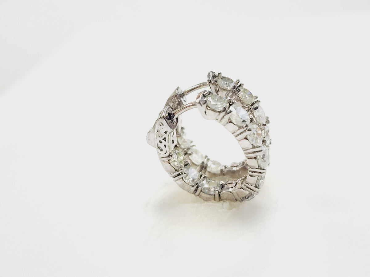 PRICED WHOLESALE, 4.01 Cts Natural Diamond Huggie Hoops Earrings 14K White Gold