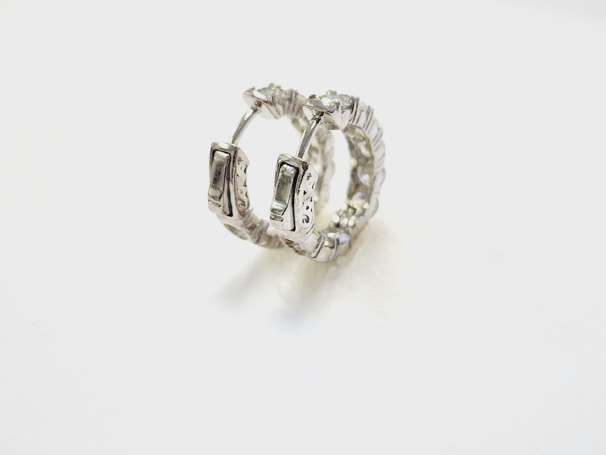 PRICED WHOLESALE, 4.01 Cts Natural Diamond Huggie Hoops Earrings 14K White Gold