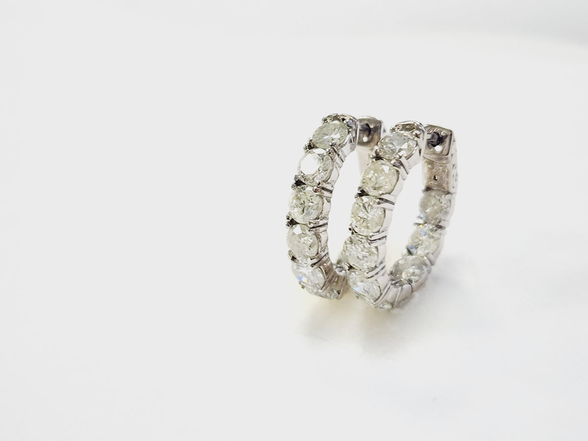 PRICED WHOLESALE, 4.01 Cts Natural Diamond Huggie Hoops Earrings 14K White Gold