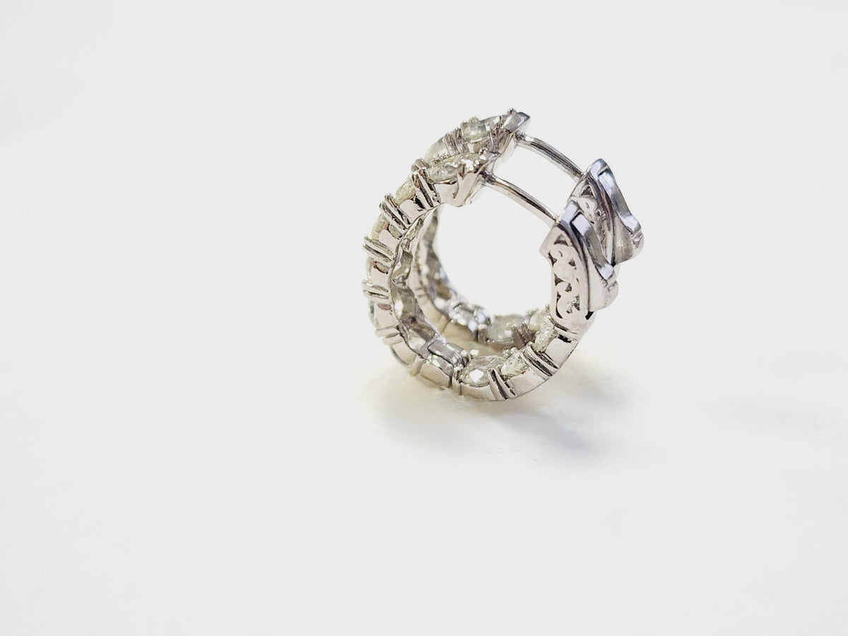 PRICED WHOLESALE, 4.01 Cts Natural Diamond Huggie Hoops Earrings 14K White Gold