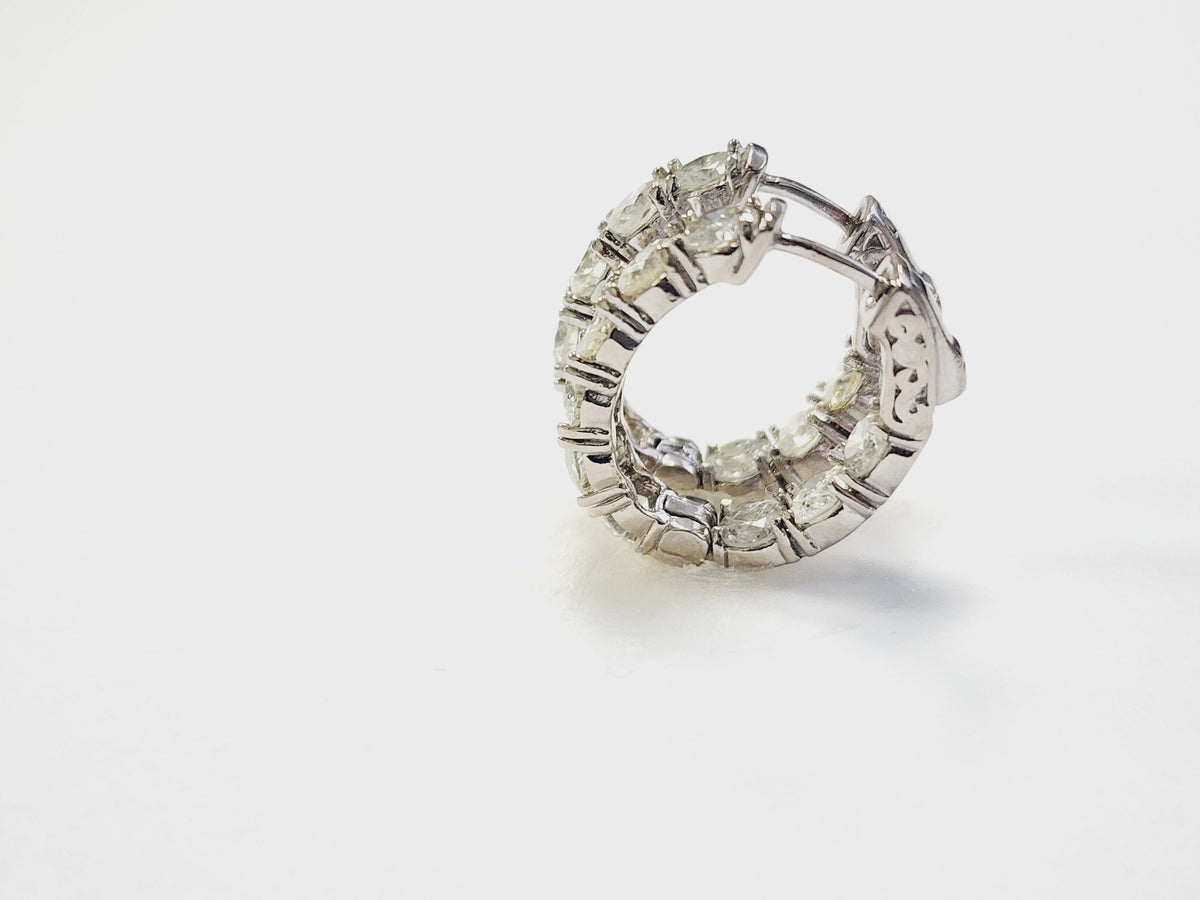 PRICED WHOLESALE, 4.01 Cts Natural Diamond Huggie Hoops Earrings 14K White Gold