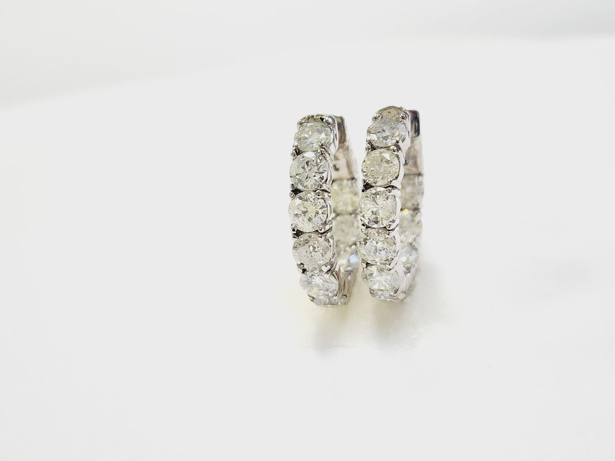 PRICED WHOLESALE, 4.01 Cts Natural Diamond Huggie Hoops Earrings 14K White Gold
